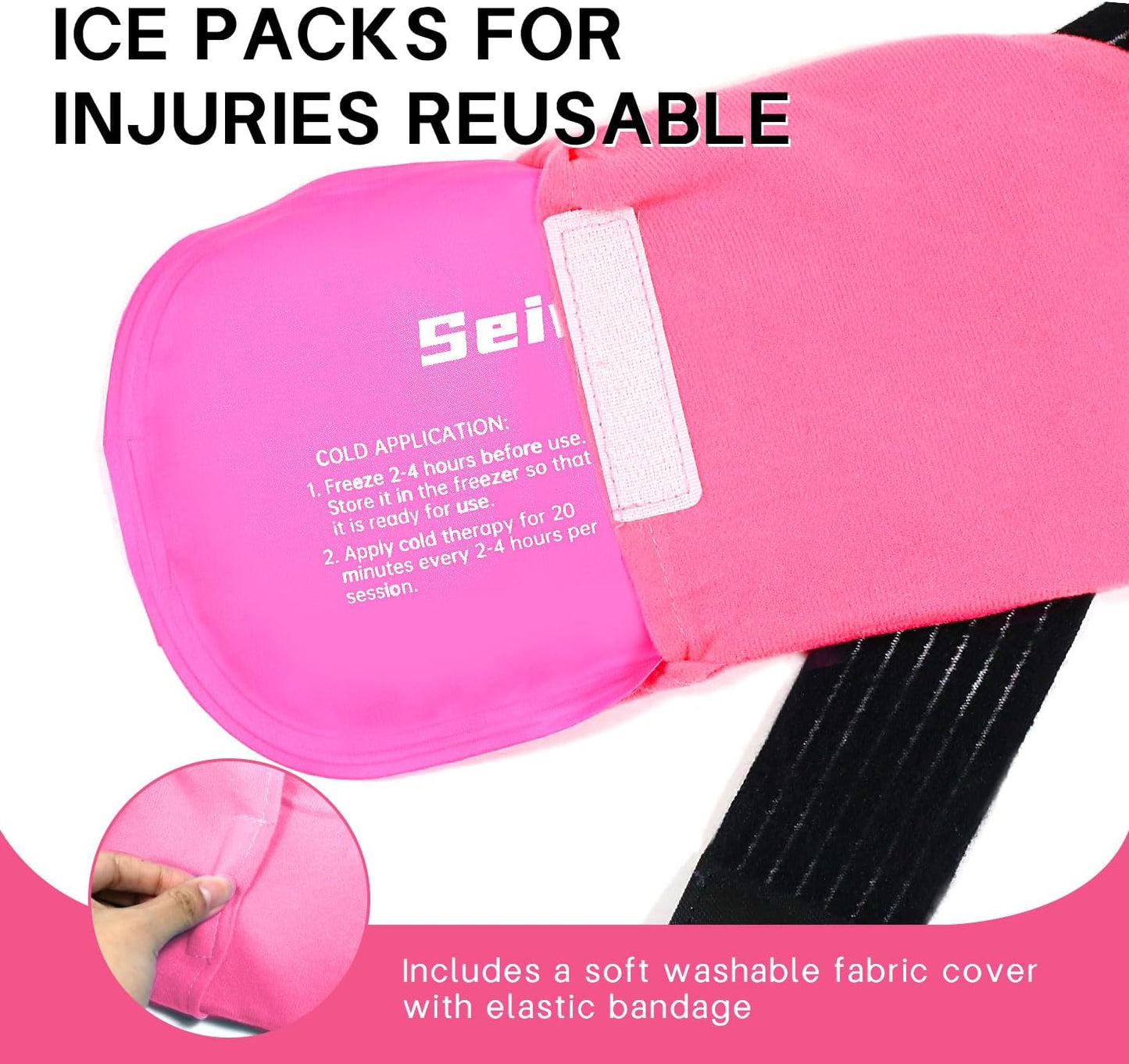 Ice Packs for Injuries Reusable Gel 2 Hot Cold Compress Therapy Pack with Adjustable Strap Soft Ice Wraps for Ankle Knee Leg Neck Shoulder Wrist Feet Back Pain Relief (Purple, Medium 10 x 5.5 Inch)