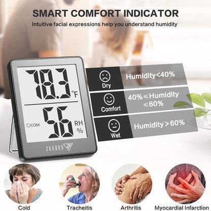 DOQAUS Digital Hygrometer Indoor Thermometer Humidity Meter, Black | Mini Room Thermometer, 5s Fast Refresh, Accurate Temperature and Humidity Monitor for House, Baby Room, Greenhouse, Incubator