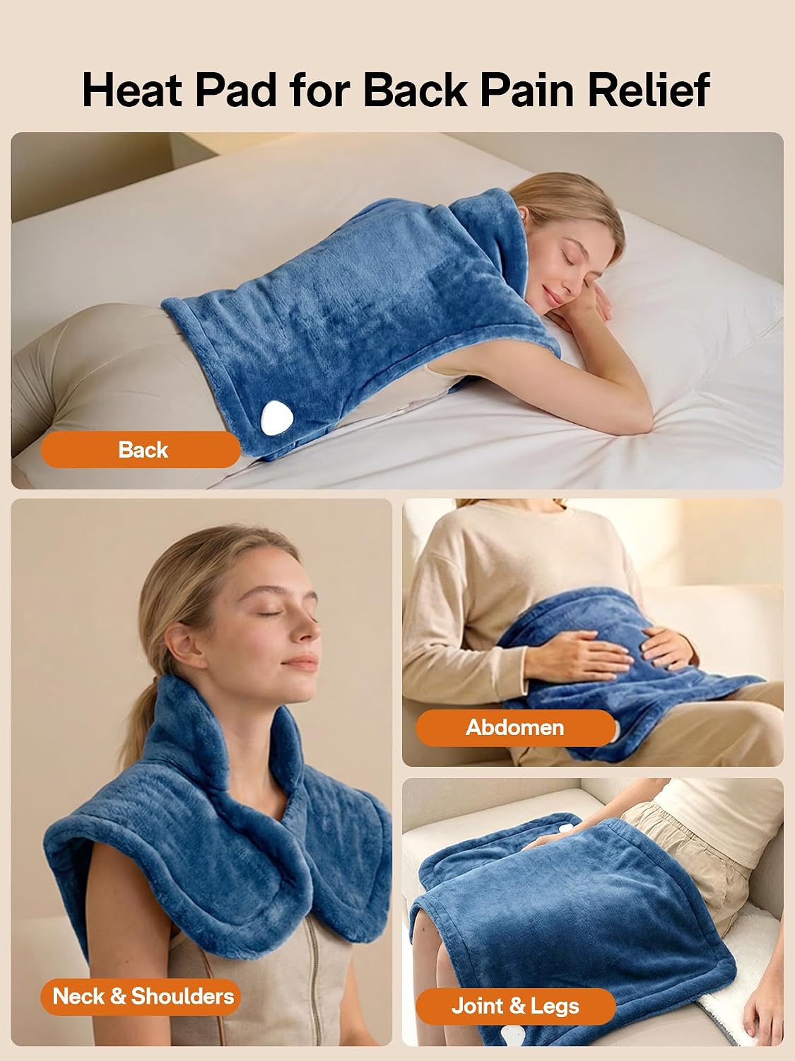 ALLJOY Heating Pad for Neck and Shoulders and Back Pain Relief | 24"x33" Weighted Heating Pad for Back with 10 Heat Levels & 4 Timers, Auto Shut-Off, Birthday Gifts for Men Women, Grey