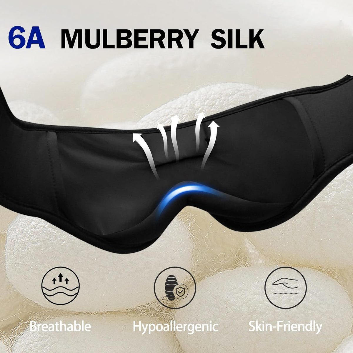 TOPOINT Sleep Mask with Bluetooth Headphones, 3D Eye Mask for Sleep Headphones with White Noise, Total Blackout, 5.4 Bluetooth, Timer, 15 Hours for Women Men, Travel, Meditation, Nap, CPAP Users