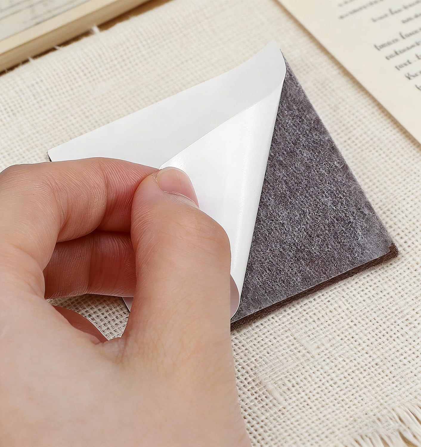 12PCS Furniture Felt Pads, 2 Inch Square Furniture Pads for Hardwood Floors | Self Adhesive, Cuttable Chair Leg Floor Protectors, 50mm Brown Felt Furniture Pads