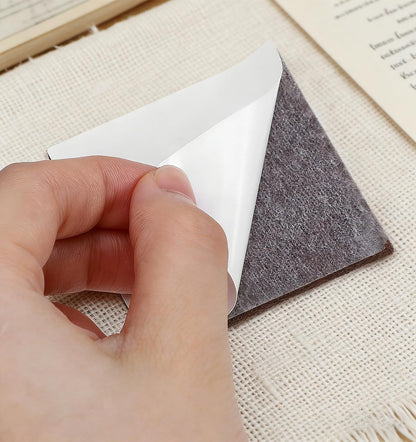 12PCS Furniture Felt Pads, 2 Inch Square Furniture Pads for Hardwood Floors | Self Adhesive, Cuttable Chair Leg Floor Protectors, 50mm Brown Felt Furniture Pads