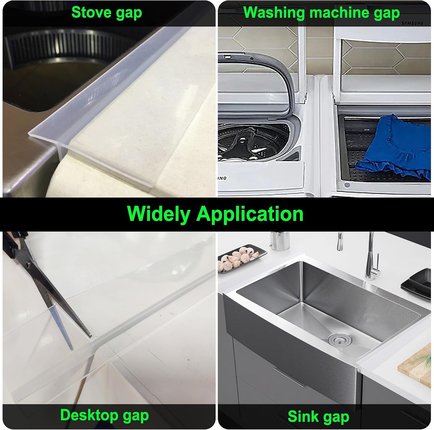 Silicone Stove Counter Gap Cover - 25 Inch Gap Filler 2 Pack Black | Long gap filler seals spills between kitchen appliances Stovetop oven countertop; stove gap cover, gas stove side gap covers