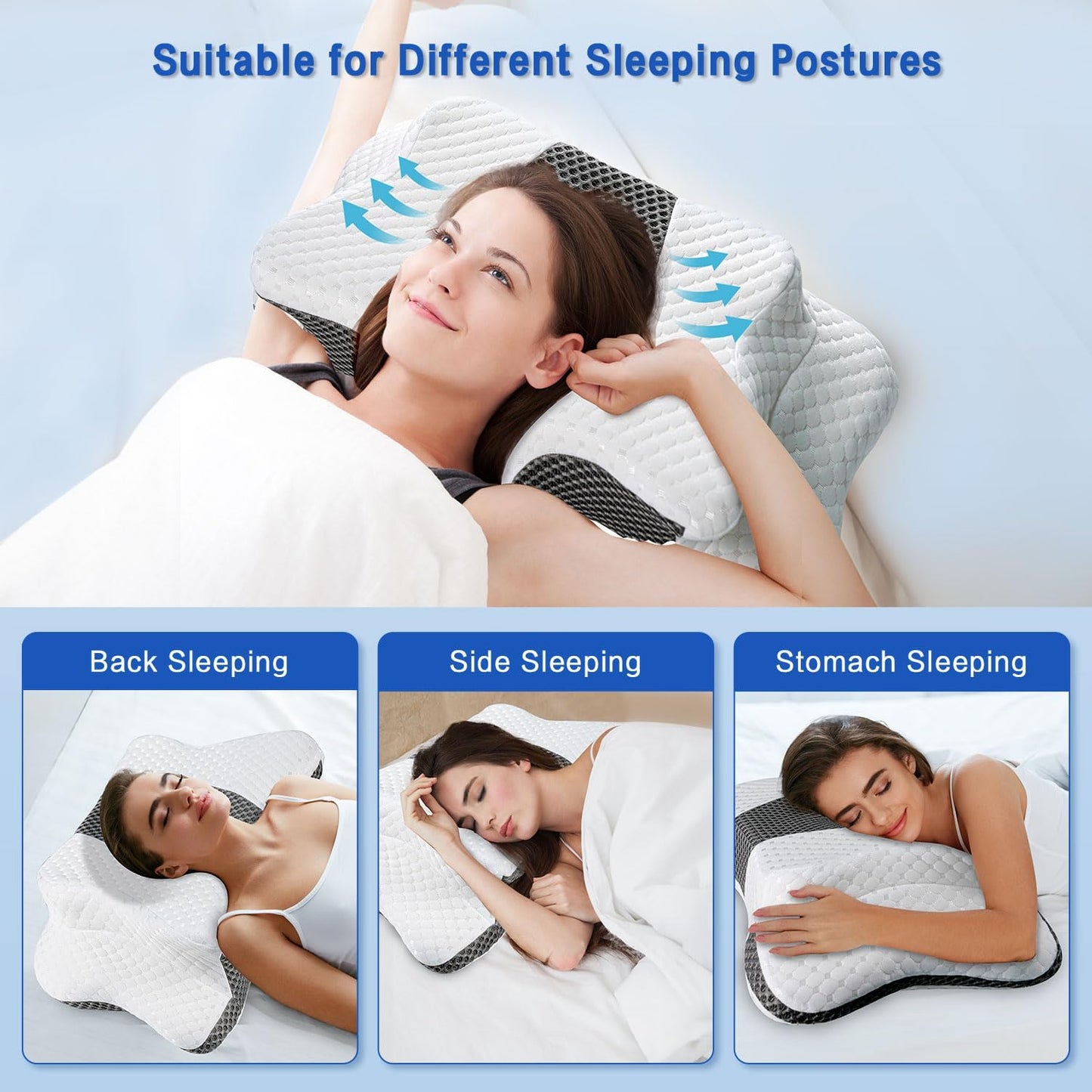 Pain Relief Cervical Pillow for Neck Support, Adjustable Ergonomic Pillow | Cozy Sleeping, Odorless Orthopedic Memory Foam Pillow, Contour Bed Pillow for Side Back Stomach Sleeper