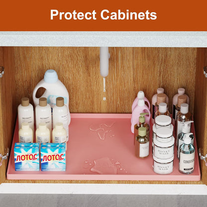 34" x 22" Extra Thick Silicone Mat Waterproof with Raised Edge, | Under Sink Mat for Kitchen & Bathroom, Kitchen Cabinet Liner, Multi-Purpose for Storage & Protection
