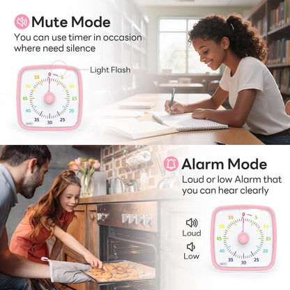 Yunbaoit Visual Timer with Night Light, 60 Minute Countdown, Light Blue | 3 Alarm Modes, Mute Flash, for Kids and Adults, Time Management Tool for Classroom, Home, School, and Work