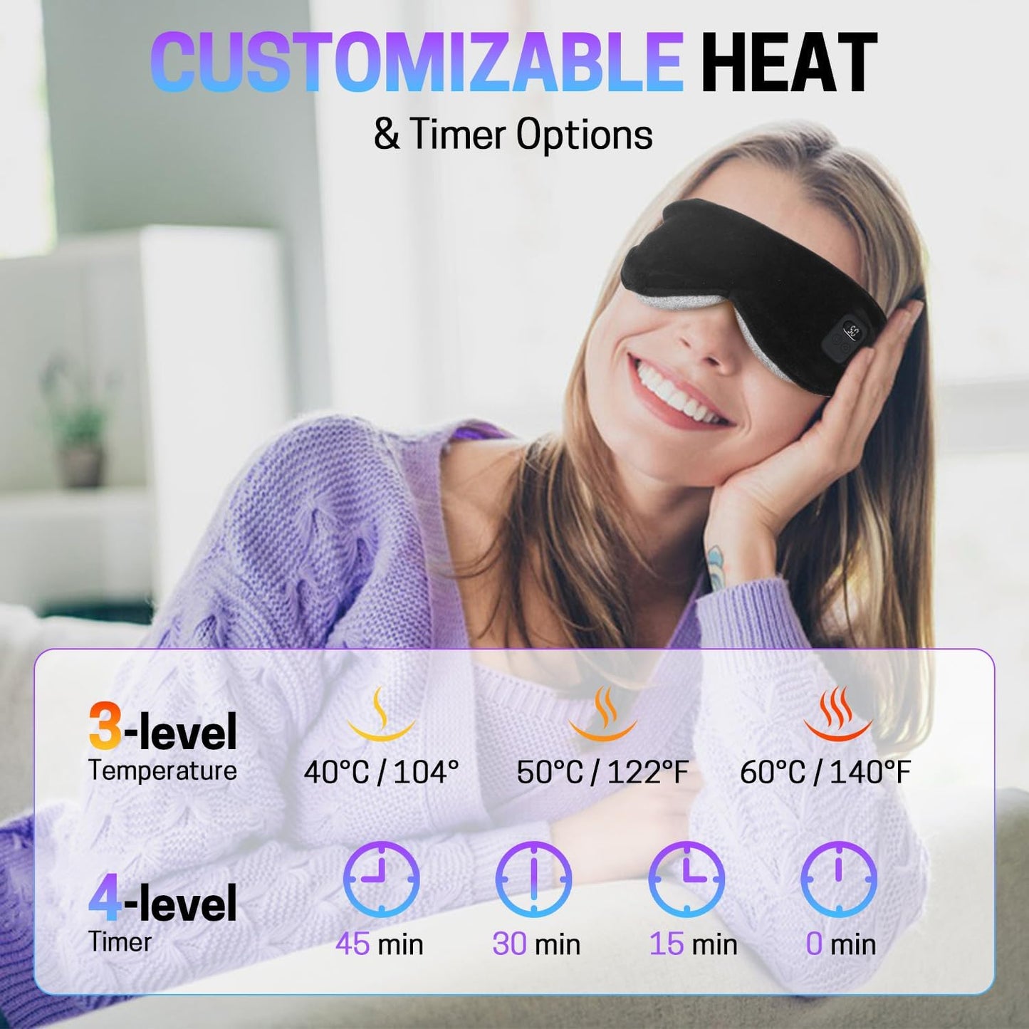 Aurya Heated Eye Mask for Dry Eyes, Cordless Warm Eye Mask, Relief Eye Irritated & Strained, Heated Mask for Blepharitis, Styes, Eye Relief, 8.85×3.35 in