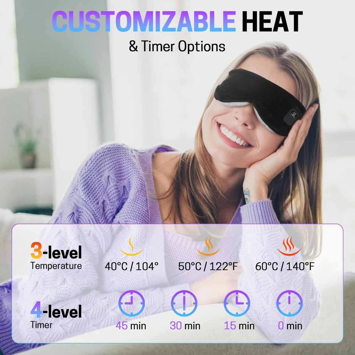 Aurya Heated Eye Mask for Dry Eyes, Cordless Warm Eye Mask, Relief Eye Irritated & Strained, Heated Mask for Blepharitis, Styes, Eye Relief, 8.85×3.35 in