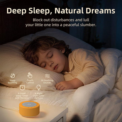Kipcush White Noise Machine for Baby & Adults, 30 Soothing Sounds, Sleep Sound Machine with 8 Color Night Light, Memory Function, White Noise for Sleeping, Nursery, Office, Travel & Relaxation