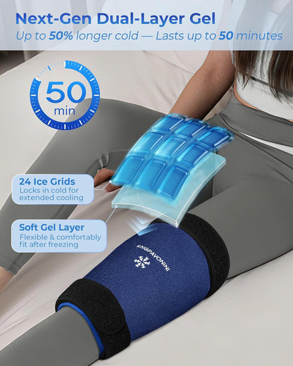 KingPavonini Soft Large Ice Pack for Injuries Reusable with Straps, 11"x15"