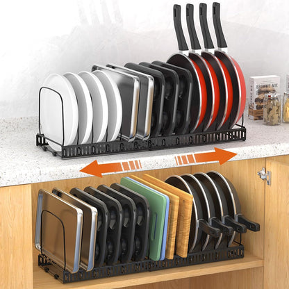 Housolution Cutting Board and Baking Tray Cookie Sheet Organizer, Black | 12"-23" Expandable, 14 Adjustable Dividers, Sturdy Metal Construction, Easy Assembly