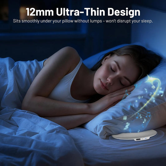 Pillow Speaker for Sleeping, Ultra-Thin Portable Sleep Speaker Under Pillow Bluetooth 6.0, Private Sound Ear Friendly Speaker for Bed, Not Disturb Partner for Side Sleepers Travel Gray