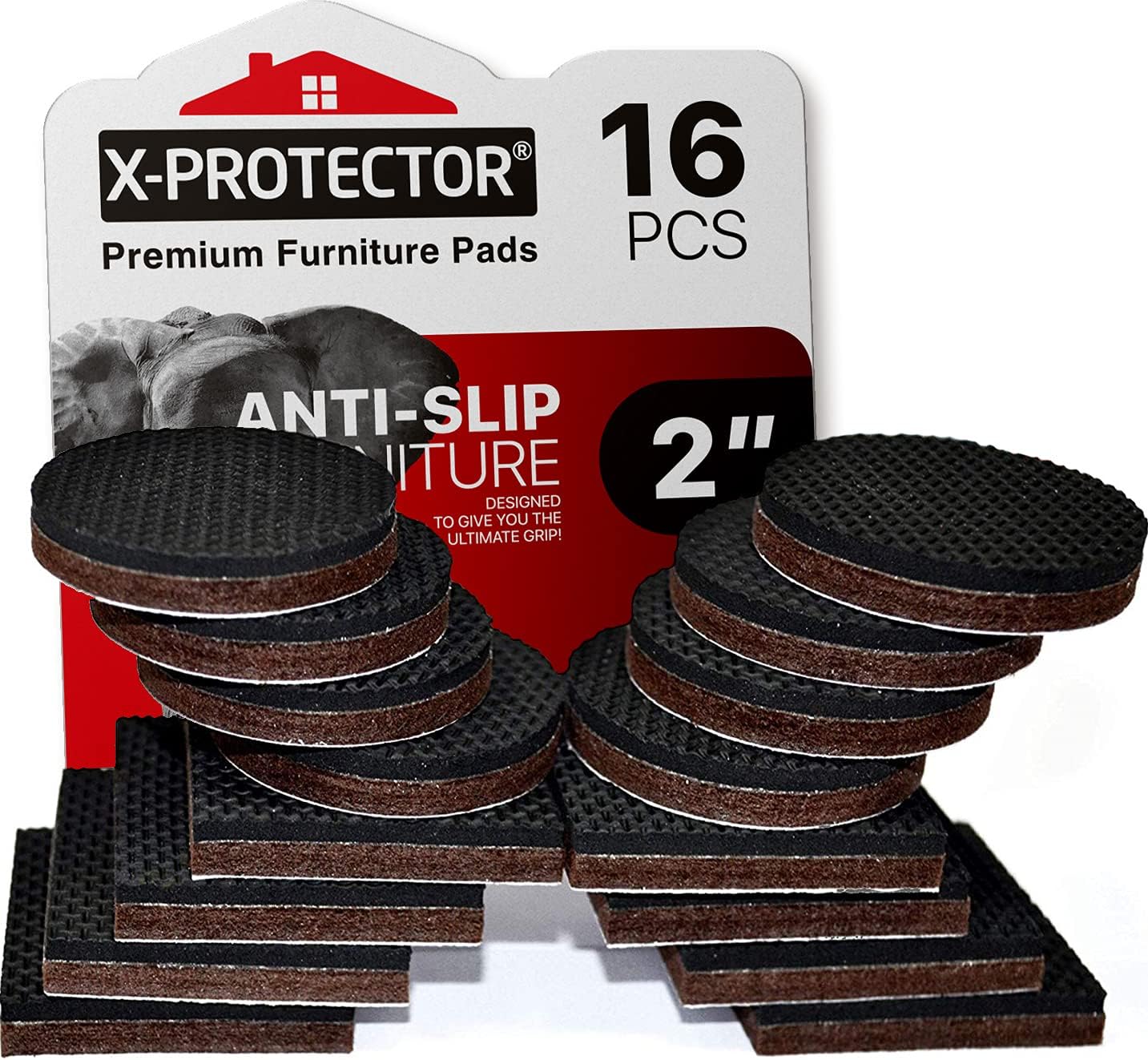 X-PROTECTOR Non Slip Furniture Pads – 12 Premium Furniture Grippers 3"! | Best Self Adhesive Rubber Feet Furniture Feet – Ideal Non Skid Furniture Pad Floor Protectors – Keep Furniture in Place!