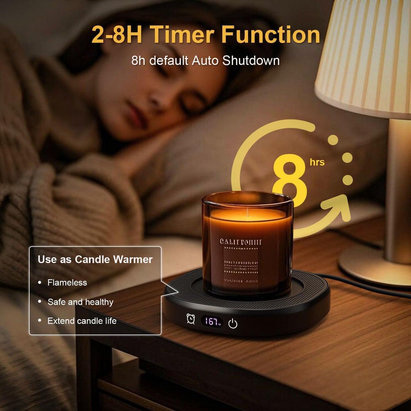 Bgbg Coffee Mug Warmer & Cute Cat Mug Set, Beverage Cup Warmer for Desk Home Office with Three Temperature Up to 140℉/ 60℃, Coffee Warmer for Cocoa Milk Tea Water Candle, 8 Hours Auto Shut Off