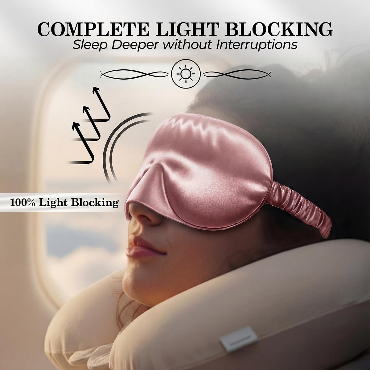 SLEEP SANCTUARY 100% Pure Mulberry Silk Sleep Mask - 22 Momme Light Blocking 3D Contour Silk Eye Mask for Sleeping - Secure Fit for Side Sleepers, Women & Men - Cloud Soft (Misty Blue)