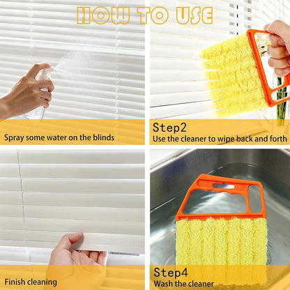 2 Pcs Blinds Cleaner Duster Tool 7 Finger Microfiber Washable Mini Window Dusters for Cleaning Dust Remova for Window Air Conditioner Vent Fans Venetian Shades Wood Blinds Dust Dirt