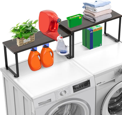 Expandable Washer Dryer Countertop Shelf, Stackable Over Washer and Dryer Storage Shelves, for Laundry Room Organization, Space Saving Laundry Shelf