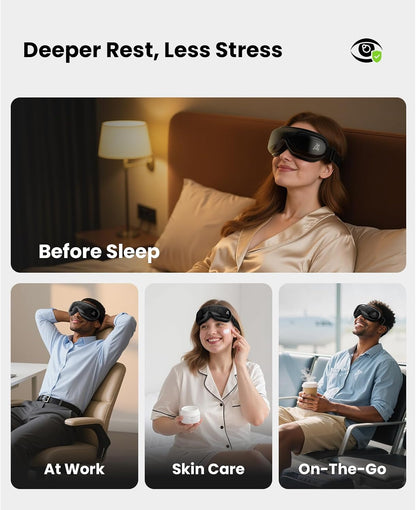 BOB AND BRAD Eye Massager with Heat FSA Eligible HSA, Birthday Gifts for Women Men Mom, Heated Eye Mask for Migraines with Music, Smart Migraine Massager for Dry Eyes Relief & Improve Sleep