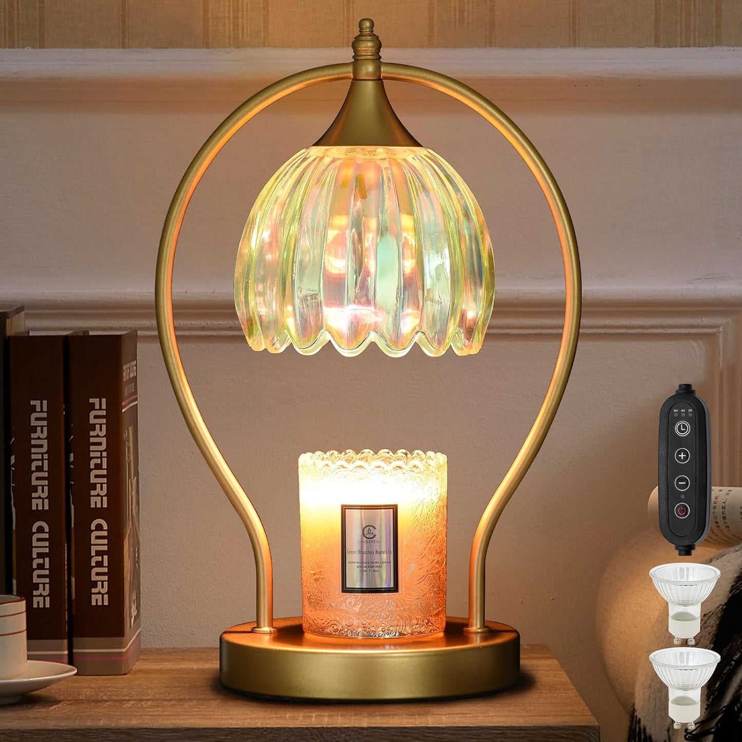 GOODBUY Candle Warmer Lamp with Timer Dimmable: Electric Candle Warmer Birthday Gifts for Women Mom - Candle Lamp Warmer House Warming Gifts New Home Decor - Wax Warmer for Jar Candles with 2 Bulbs