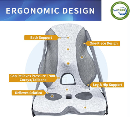 Lumbar Support Pillow for Office Chair, Back Support for Chair, Recliner, Gaming Chair, Ergonomic Memory Foam Car Seat Cushion for Back Tailbone Sciatica Pain Relief Wheelchair Travel