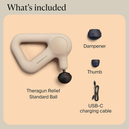 TheraGun Therabody Relief Massage Gun | for Daily Comfort | 3-Speed | Black | Quiet H&held Percussion Muscle Massager for Back, Leg & Shoulder Pain Relief. Lightweight, Easy to Use, Ergonomic Grip