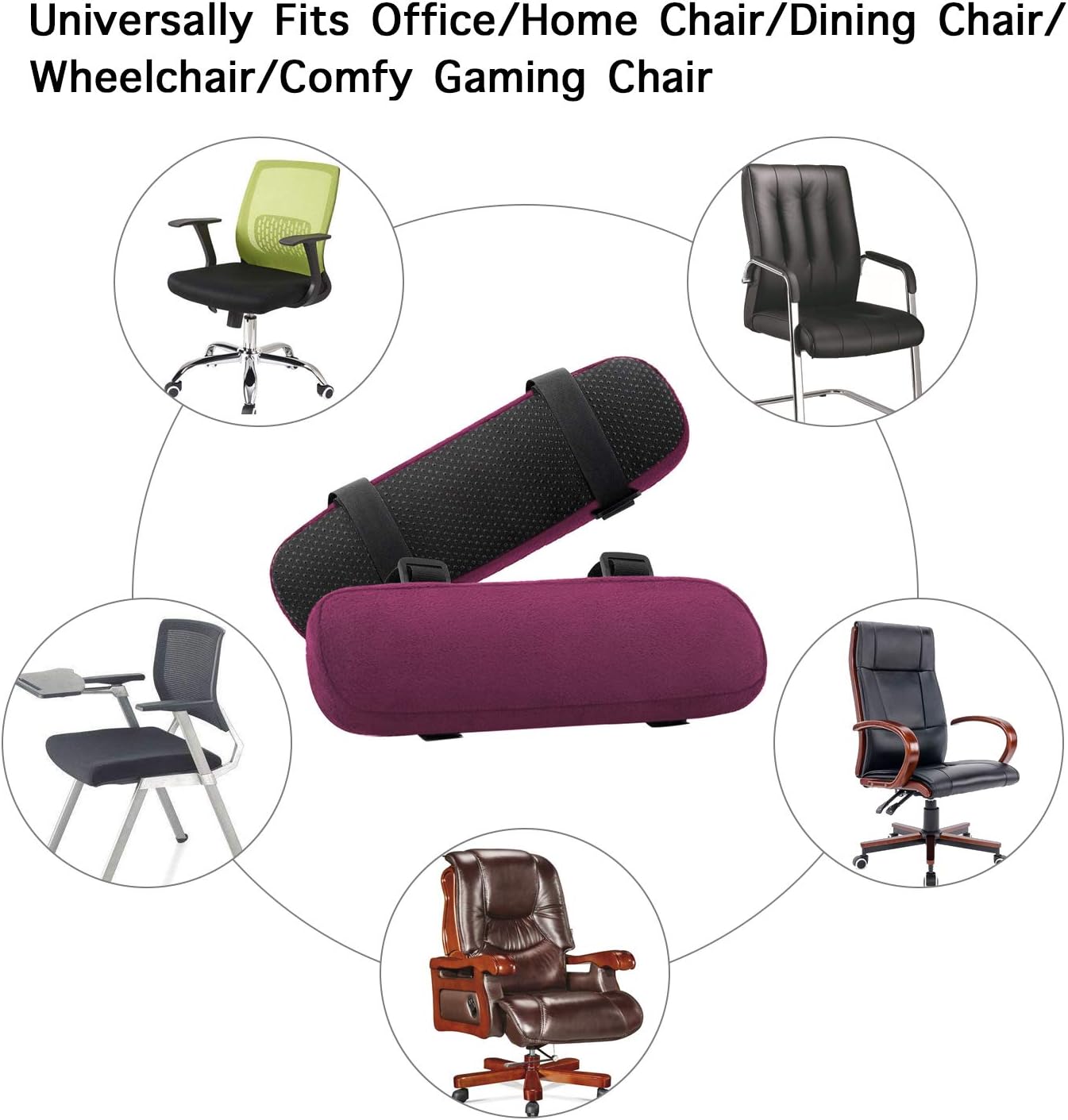 MOSISO Chair Armrest Pads, Home/Office Chair Arm Rest Covers, Black | 2 Pack Memory Foam Comfy Computer Gaming Elbow Cushion, Removable Washable Elbow, Support Forearm Pressure Relief