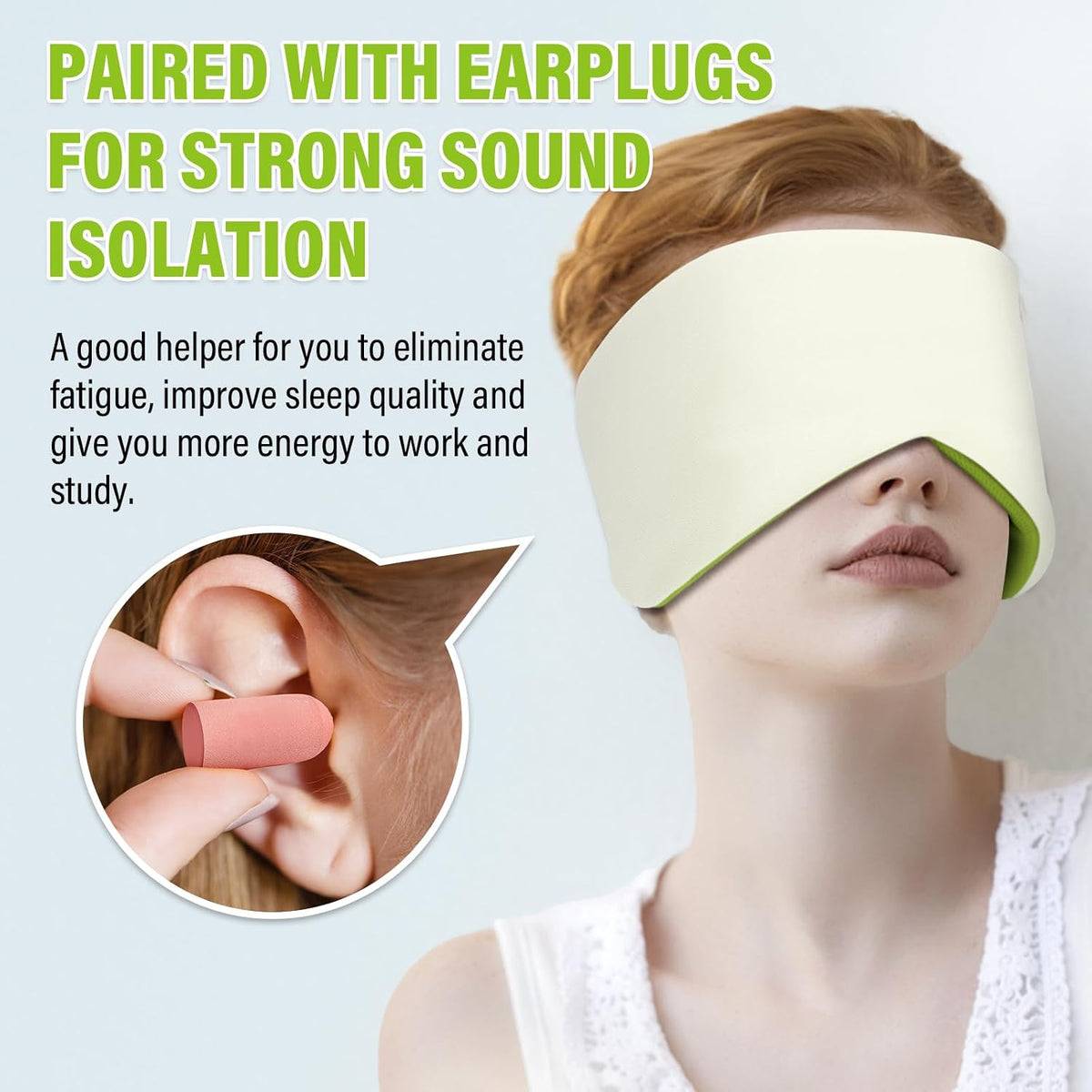 Sleep Mask & Earmuffs for Sleep - 2 in 1 Ear & Eye Mask with Ear Plugs