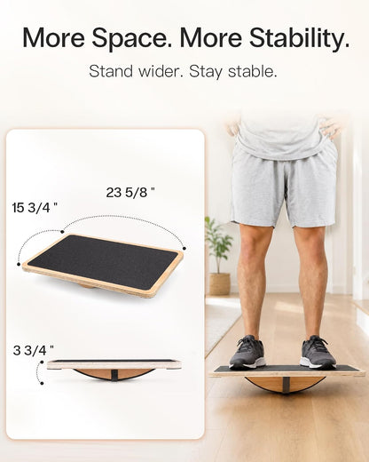 StrongTek Wooden Balance Board, Basic Rocker or Advanced 360° Wobble | Beginner-to-Advanced Options, Non-Slip Surface, Ankle Rehab, Physical Therapy, Core Stability and Balance Training