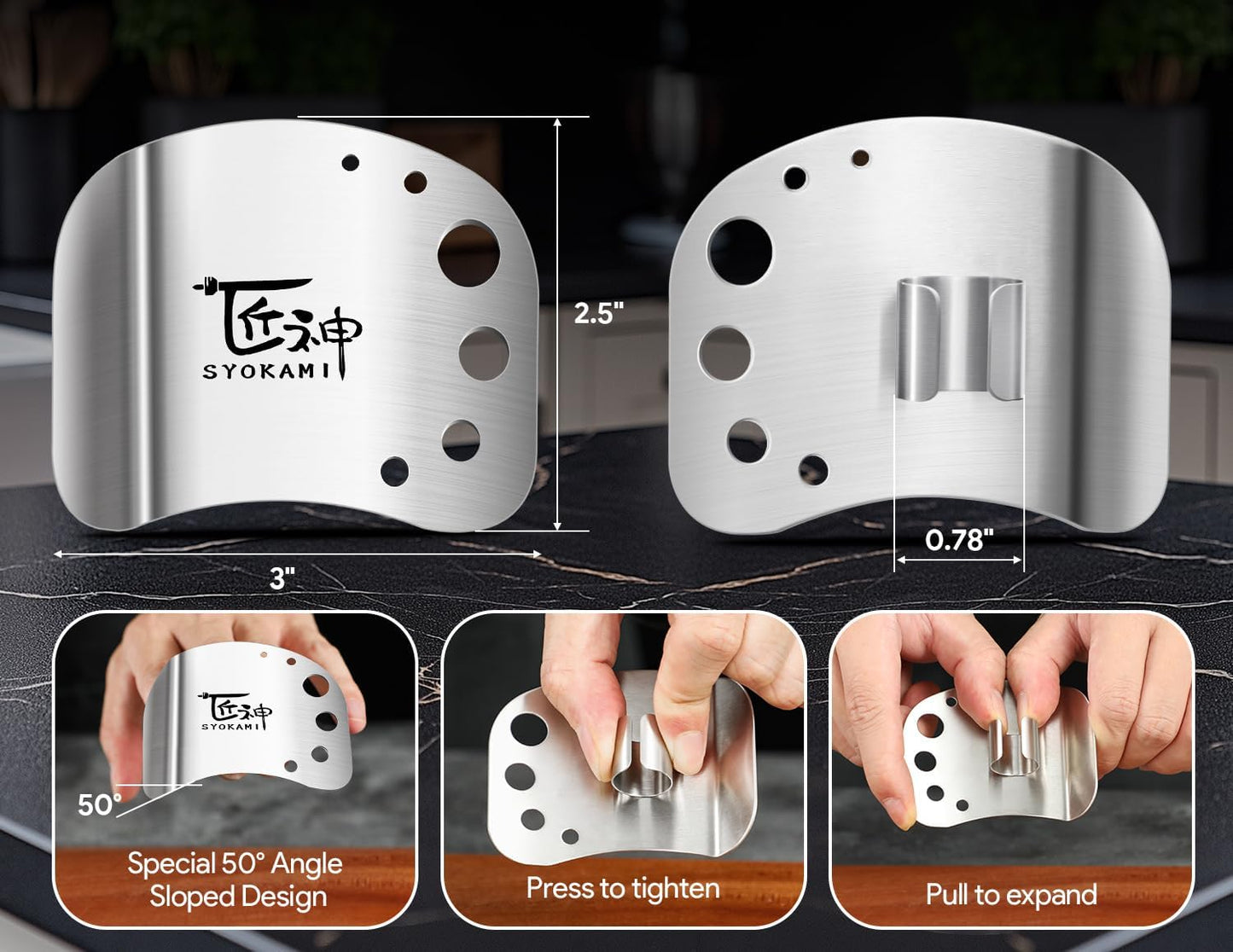 Finger Guards for Cutting Food-Finger Protectors with Herb Stripper | Stainless Steel | 2 Pcs | Adjustable Size | Rose Gold | Protecting Fingers and Nails | Gift Box for Couple Women Mom Wife