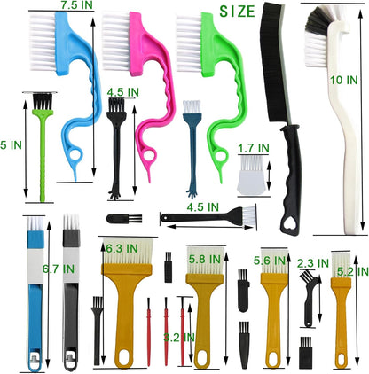 26Pcs Small Cleaning Brush, Crevice Cleaning Brushes for Small Spaces | Gap cleaning tool set, ideal for window grooves and deep crevice cleaning