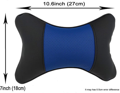 2 Packs Car Neck Pillows, Dual-Side PU Leather Car Headrest with Fiber Filling, Universal Soft Neck Support Pillow for Car, Home & Office (Black)