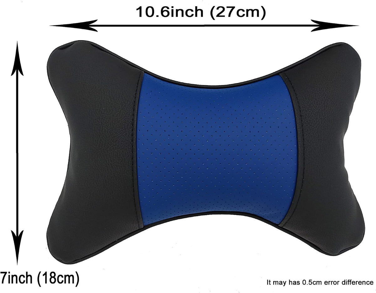 2 Packs Car Neck Pillows, Dual-Side PU Leather Car Headrest with Fiber Filling, Universal Soft Neck Support Pillow for Car, Home & Office (Black)