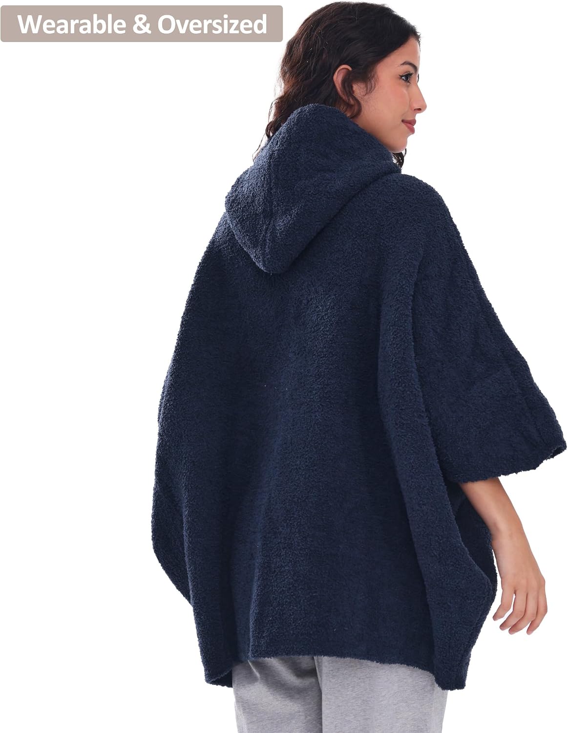 WDCOZY Wearable Blanket Hoodie Poncho Throw Comfy Soft Warm Cape Shawl Cozy Cloak Wrap Hooded with Sleeves For Women Adults