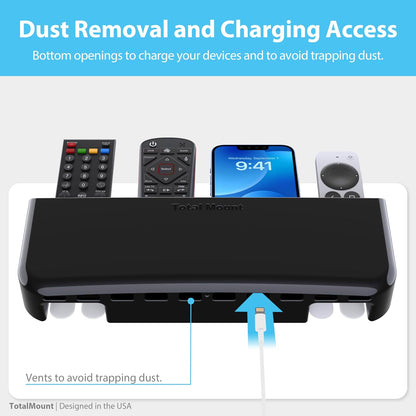 TotalMount Drop-Free Remote Holder – Removable Adhesive Strips – XL Black | Designed in the USA – Simply Put the Remotes In – No Tricky Magnet Alignment Needed (Holds 3 or 4 Remote Controls)