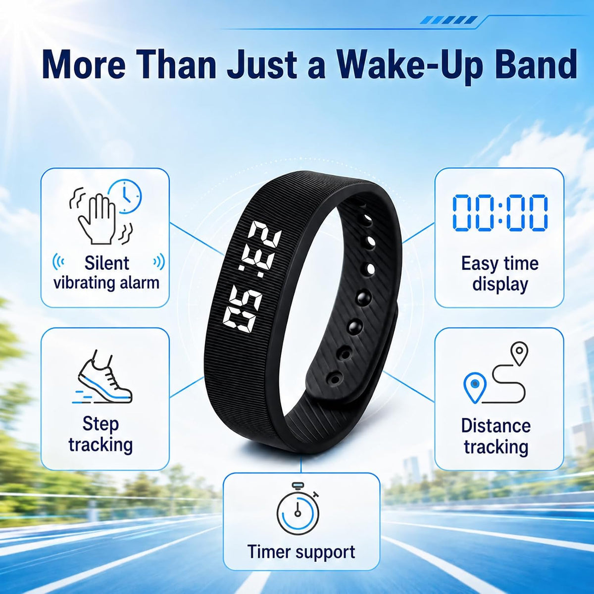 Vibrating Alarm Wristband Clock for Heavy Sleepers Wake Band Wrist Watch Silent Vibration Bracelet Loud Adults Strike Deaf People Despertar with that Won't Partner Extremely Deep