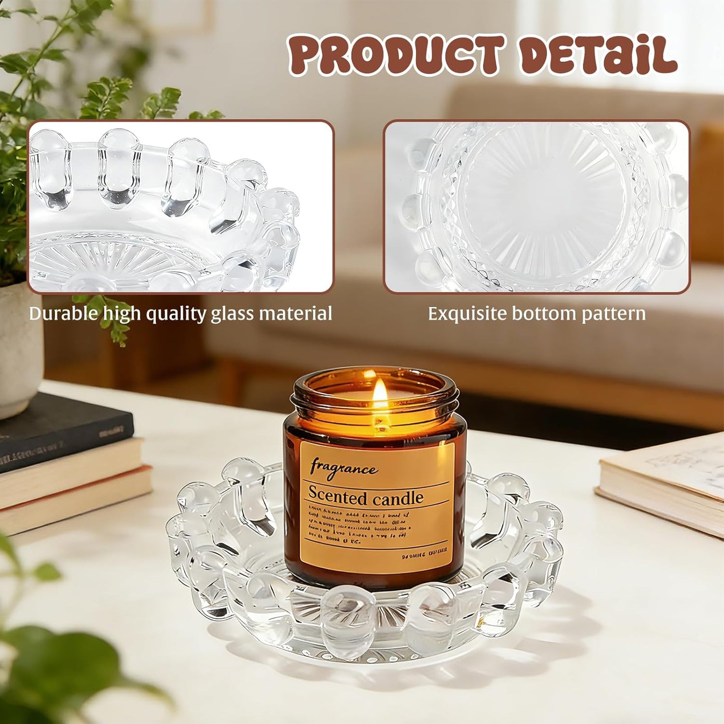 Bubble Glass Candle Dish Chic Large Clear Candle Holder Tray for Home Decor Modern Decorative Plate for Tea Lights Pillar Candles