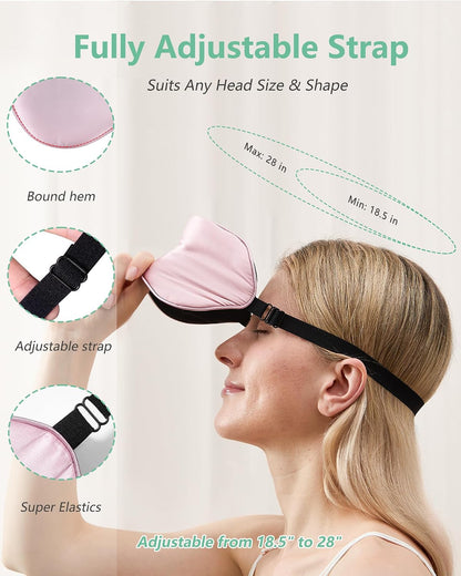 BeeVines 100% Real Mulberry Silk 2 Pack Sleep Mask, Natural Pure Silk Eye Masks with Adjustable Strap for Sleeping, Block Light Eye Sleep Shade Cover, Reduces Puffy Eyes Traveling Gifts