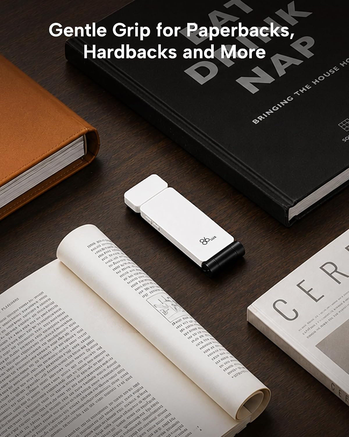 86lux Book Light, Rechargeable Clip-On LED Reading Light for Bed | 3 Color Temperatures with Stepless Dimming, Ultralight Bookmark Design for Book Lovers, Grey