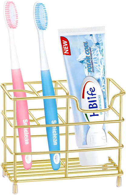 HBlife Toothbrush Holders for Bathroom, 5 Slots Silver Stainless Steel Bathroom Accessories Organizer