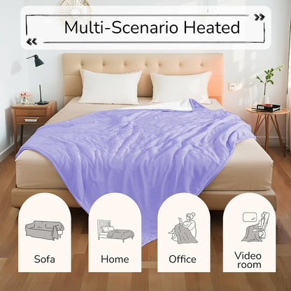 Electric Heated Blanket Full Size 72"x84" – Light Gray | ETL for Safe Overnight, 4 Heat Settings & 10H Auto Off, Dual-Sided Microplush Sherpa for Home Night, Machine washable