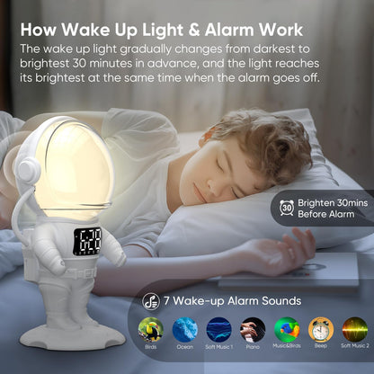 AFEXOA Astronaut Sunrise Alarm Clock with Wake Up Light for Kids