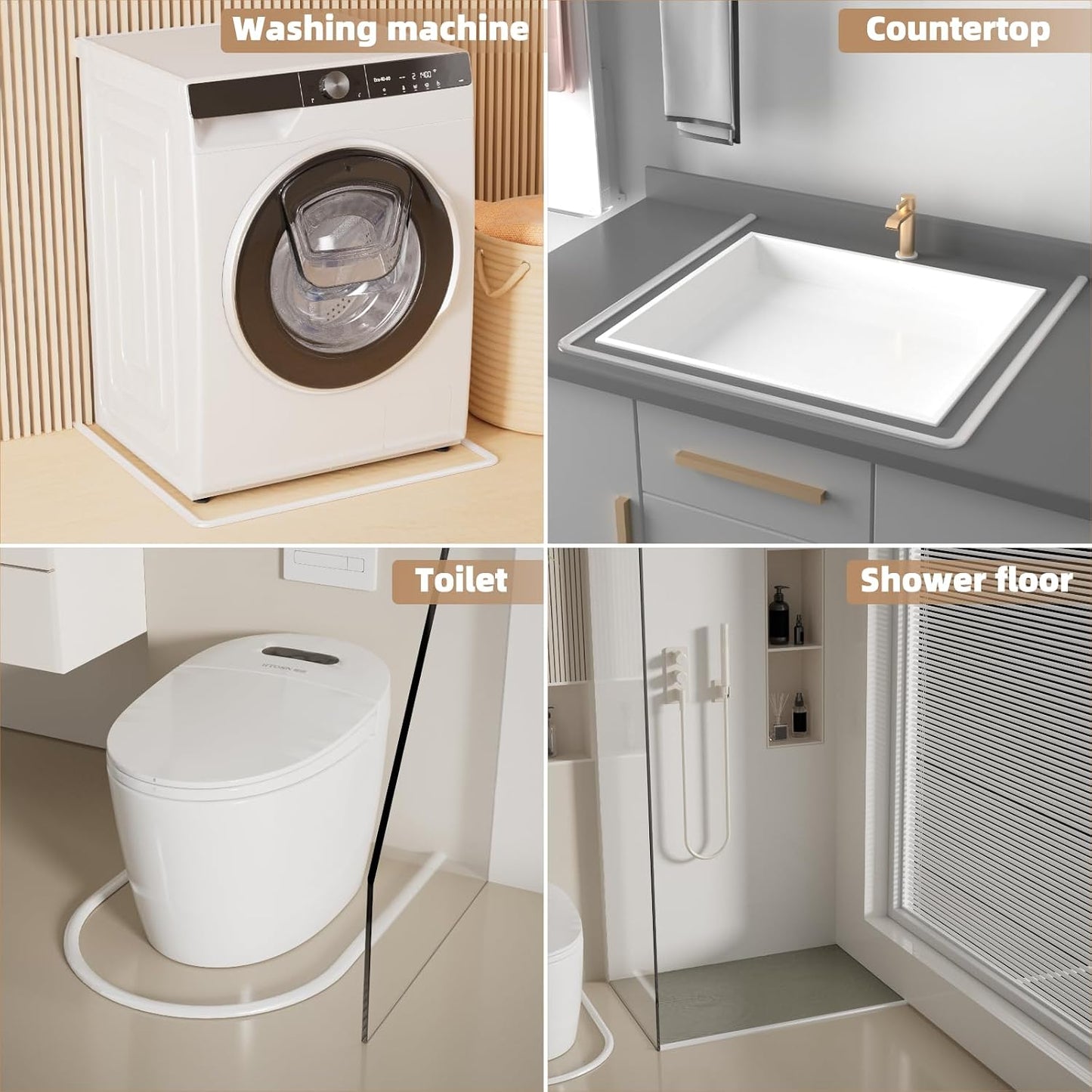 39” Transparent Shower Threshold Water Dam Stopper for Dry Wet Separation | Self Adhesive Collapsible Walk in Shower Splash Guard Seal Strip,Silicone Sink Edge Water Barrier for Bathroom,Kitchen