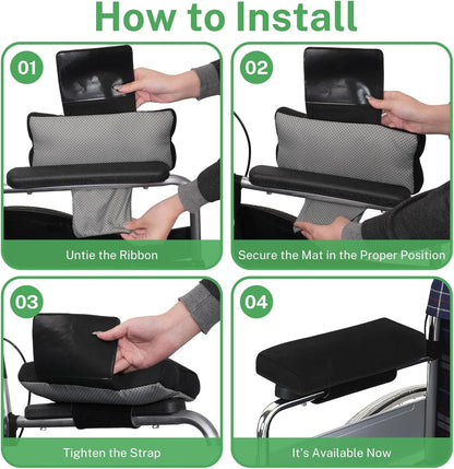 Wheelchair Armrest Pad, Mobility Scooter Elbow Pillow Tray Soft Cushion, Ergonomic Forearm Support Pillow, Arm Rest Covers for Office Chairs, Wheelchair, Comfy Gaming Chair, Grey