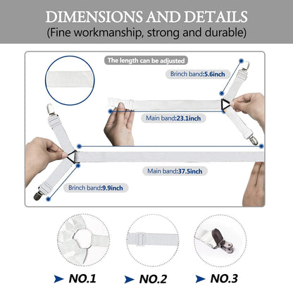 TGOOD Gift for Mum!Sheet Fasteners keepers-Adjustable Elastic Bed Sheet Holder Straps for Full,Queen,King Twin Bed,6 Way Cross Sheet Clips Suspenders Band,Fitted Round and Square Mattresses.(black)