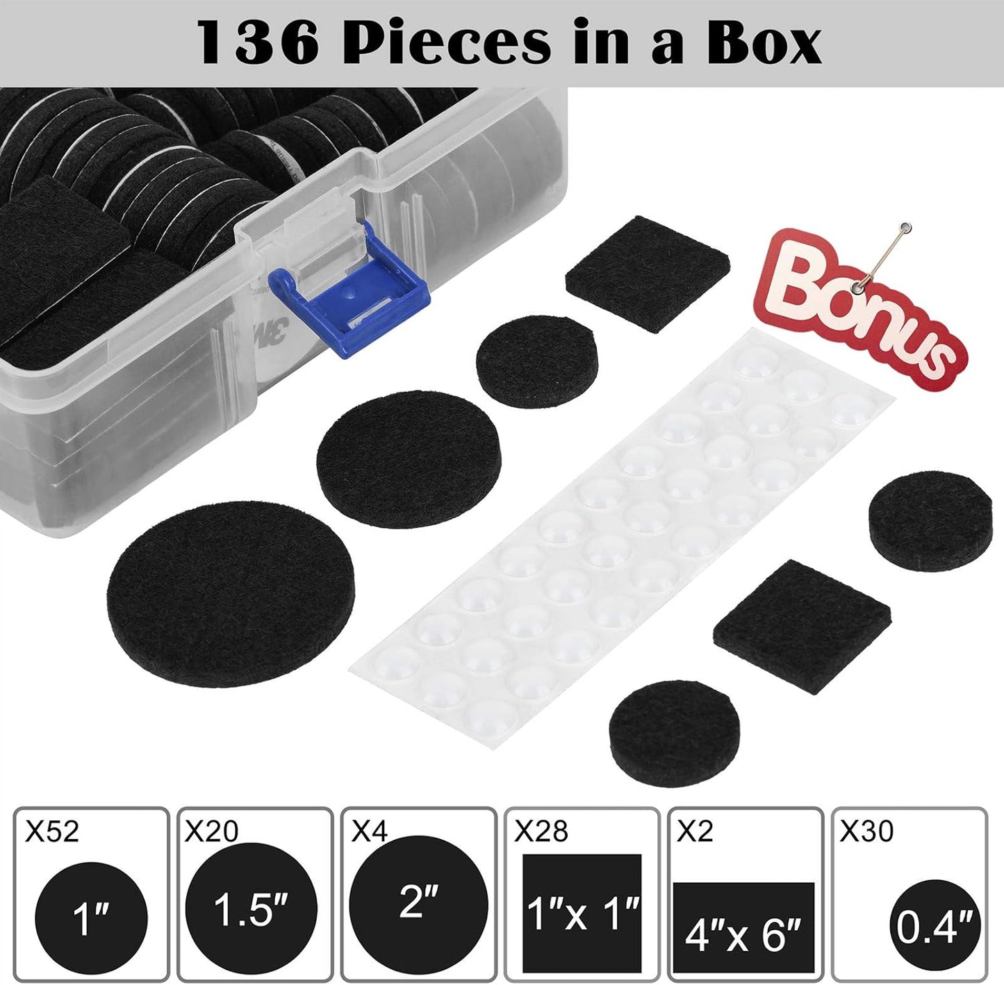 Felt Furniture Pads 300 Pieces, Furniture Pads for Hardwood Floors Black | Self-adhesive felt pads prevent scratches and noise, ideal for chair legs, suitable for hardwood floors and indoor furniture