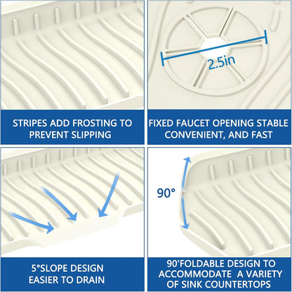 Kitchen Sink Splash Guard Gen2-30" x 6'' Silicone Sink Mat Splash Guard fit for Countertop, Bathroom,Farmhouse,RV by EBIGIC (Grey)