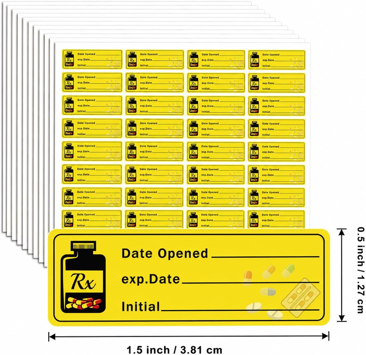 1000 pcs Date Opened Date Expired Stickers 1.5 x 0.5 inch Medication Instruction Pharmacy Expiration Date Drugstore Label Drug Pills EXP Dates Sticker for Inventory Pills Organized