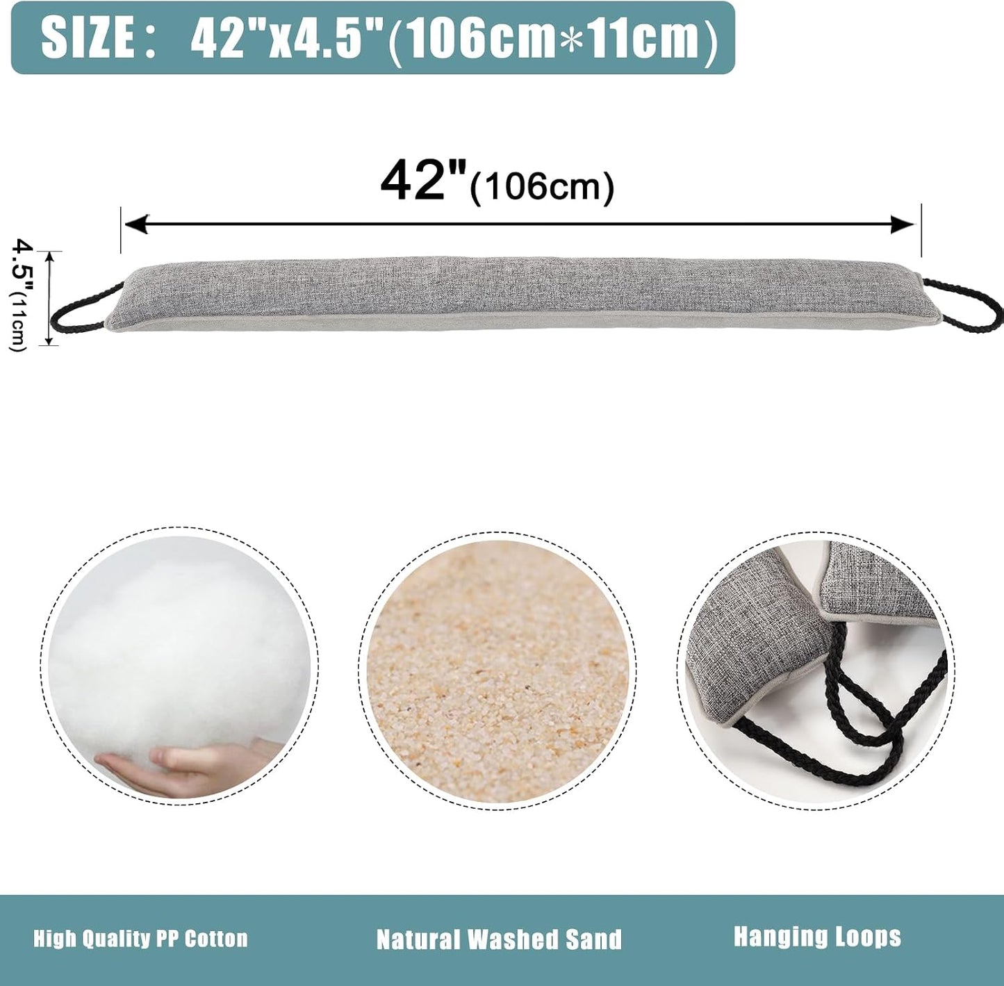 Under Door Draft Stopper Decorative Wind Stopper 36 inch for Door & Window, Weighted Animal Air Draft Stopper for Bottom of Door with Hanging Loops - Brown Dog