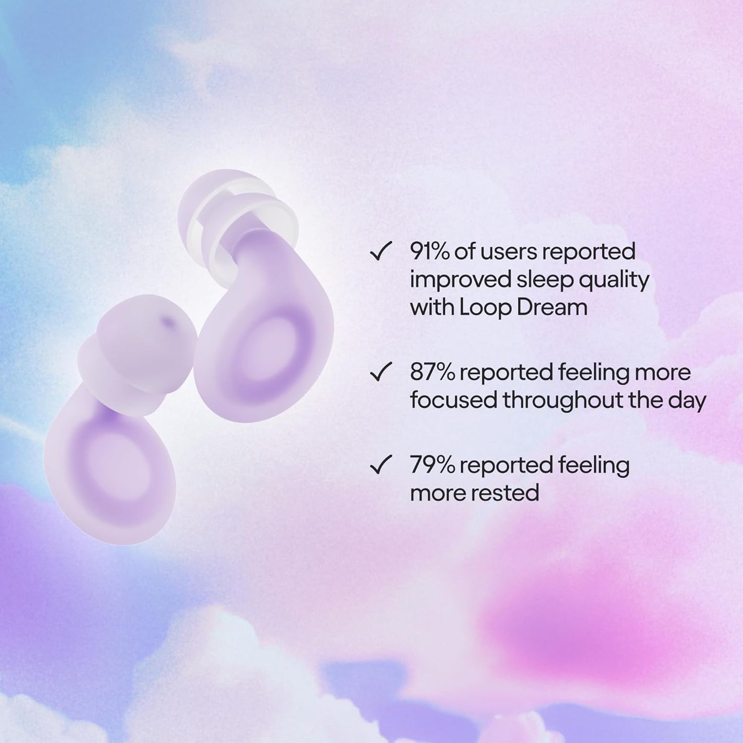 Loop Dream Ear Plugs - Soft Silicone Hearing Protection for Sleep & Snoring | Silicone & memory foam. 27dB SNR noise reduction. Customized fit. Muffles snoring for deeper, uninterrupted sleep