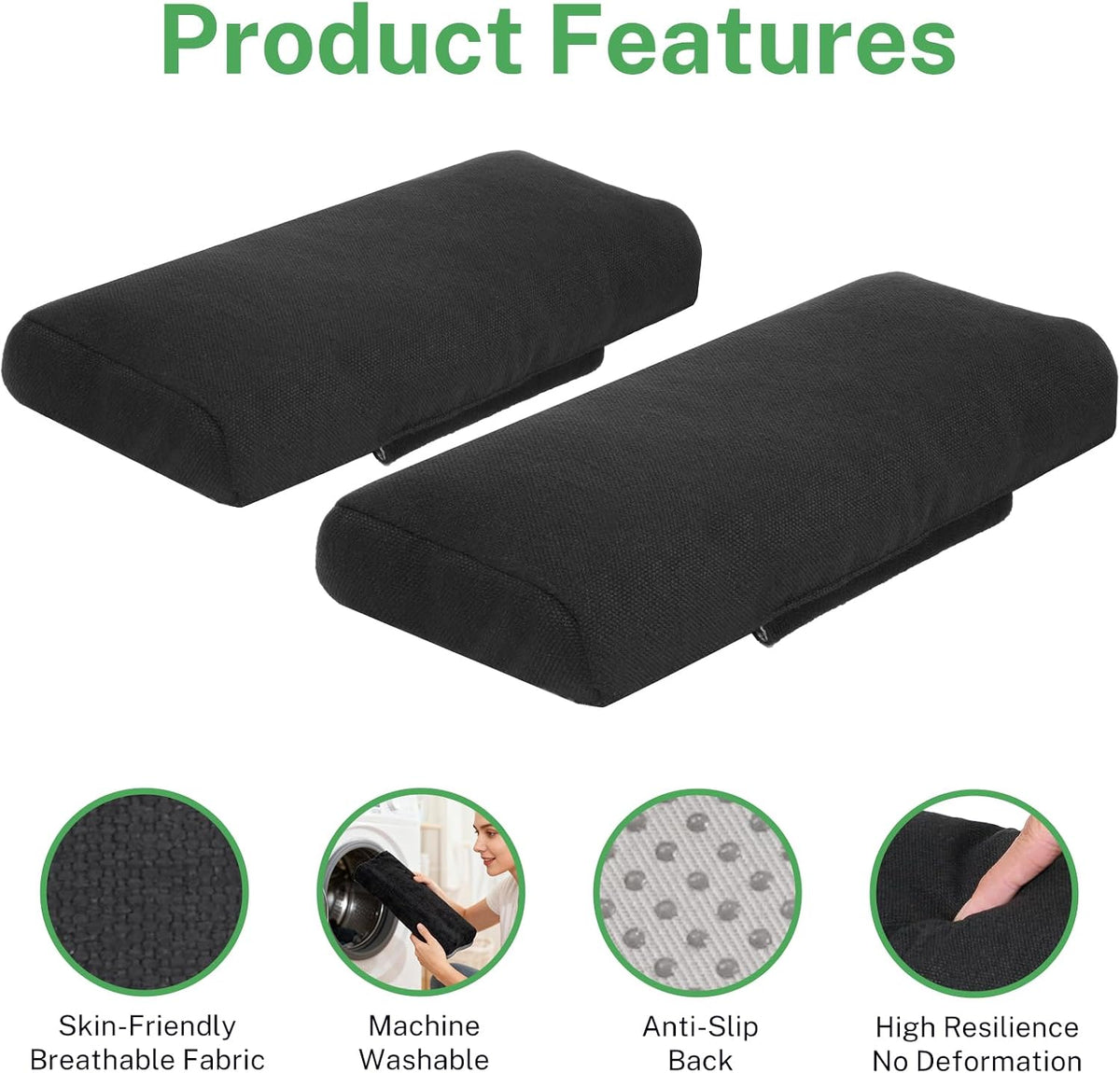 Wheelchair Armrest Pad, Mobility Scooter Elbow Pillow Tray Soft Cushion, Ergonomic Forearm Support Pillow, Arm Rest Covers for Office Chairs, Wheelchair, Comfy Gaming Chair, Grey